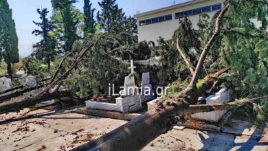 Εικόνες-καταστροφής-στο-κοιμητήριο-της-«Ξηριώτισσας»-στη-Λαμία-μετά-την-σφοδρή-κακοκαιρία