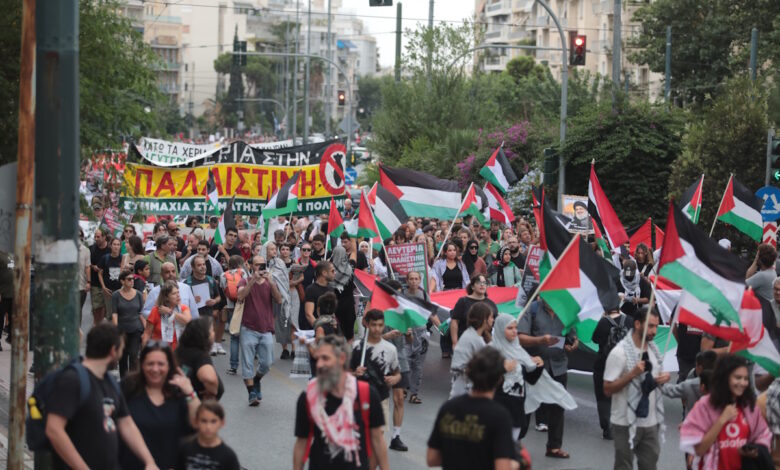 Πορεία-διαμαρτυρίας-στην-πρεσβεία-του-Ισραήλ-–-Κυκλοφοριακές-ρυθμίσεις,-αυξημένη-κίνηση-στους-γύρω-δρόμους