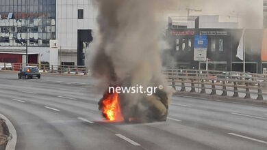 Φωτιά-σε-αυτοκίνητο-στον-Κηφισό-–-Από-τον-παράδρομο-η-κυκλοφορία-των-οχημάτων-στο-ρεύμα-ανόδου