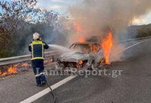 Αυτοκίνητο-λαμπάδιασε-εν-κινήσει-κοντά-στα-διόδια-της-Πελασγίας-–-Έγινε-και-έκρηξη-επειδή-είχε-υγραέριο