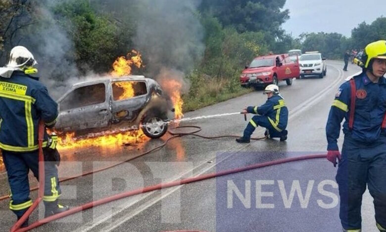 Κέρκυρα:-Αυτοκίνητο-ξέφυγε-της-πορείας-του-και-τυλίχθηκε-στις-φλόγες-–-Στο-νοσοκομείο-ο-οδηγός