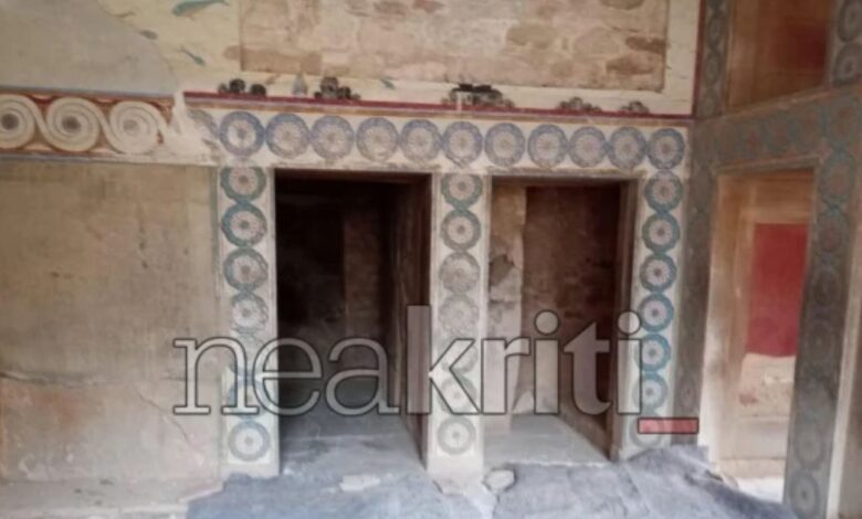 yπουργείο-Πολιτισμού:-Η-τοιχογραφία-με-τα-Δελφίνια-στο-ανάκτορο-της-Κνωσσού-αποκολλήθηκε-από-τους-θυελλώδεις-ανέμους