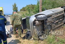 Χανιά:-Σοβαρό-τροχαίο-στην-παλιά-εθνική-οδό-–-Αυτοκίνητο-τούμπαρε-και-εγκλωβίστηκε-ο-οδηγός