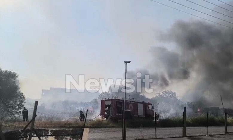 Φωτιά-στη-Θέρμη-στο-Διαβαλκανικό-–-Κάηκε-φορτηγό