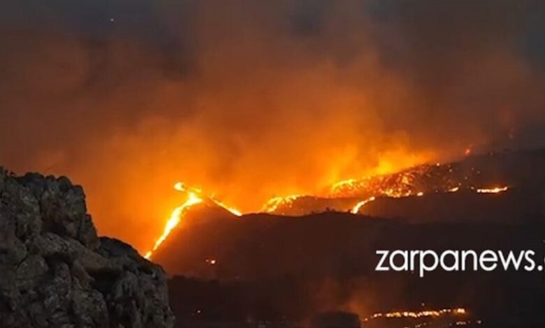 Φωτιά-στα-Χανιά:-Δύσκολο-βράδυ-στο-Σέλινο-–-Κάηκαν-σπίτια,-δυο-άτομα-στο-Κέντρο-Υγείας