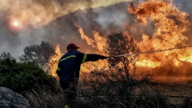Πυροσβέστες-Σοφάδων-κινδύνεψαν-στη-φωτιά-Αγιάς-–-Καταστράφηκε-όχημα