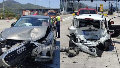 Φθιώτιδα:-Τροχαίο-στα-διόδια-Τραγάνας-–-Αυτοκίνητο-«καρφώθηκε»-πίσω-από-σταματημένο