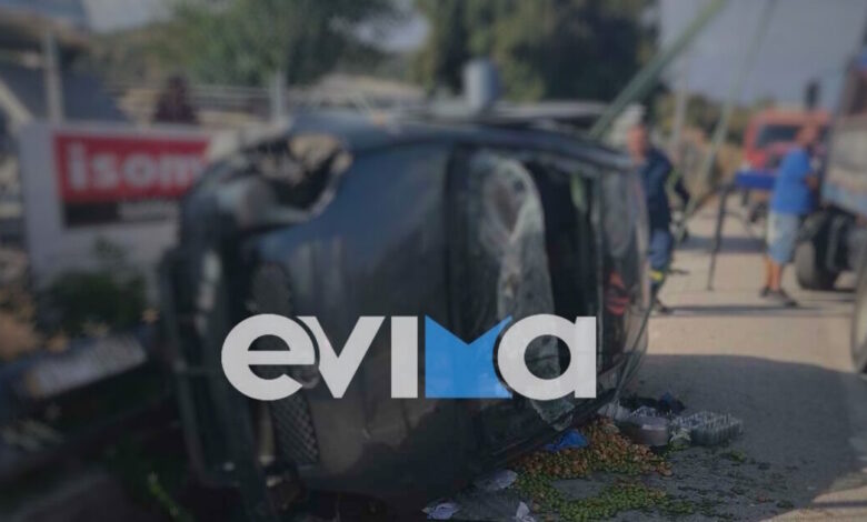Τροχαίο-στην-Εύβοια:-Αυτοκίνητο-αναποδογύρισε-και-εγκλωβίστηκε-μέσα-η-οδηγός