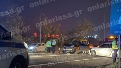 Τροχαίο-με-4-τραυματίες-στη-Λάρισα-μετά-από-μετωπική-σύγκρουση-αυτοκινήτων