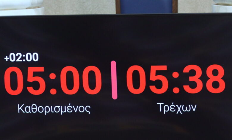 «Ποδαρικό»-Κατρίνη-στον-χρονοκόφτη-στην-Βουλή-–-Έκλεισε-αυτόματα-το-μικρόφωνο