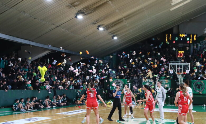 Όμορφη-κίνηση-από-τον-κόσμο-του-Παναθηναϊκού-στο-κλειστό-της-Λεωφόρου:-Γέμισαν-με-λούτρινα-αρκουδάκια-το-παρκέ
