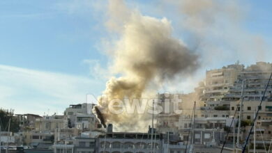 Πειραιάς:-Φωτιά-σε-καμινάδα-εστιατορίου-στο-Μικρολίμανο