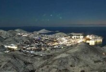 Η-χιονισμένη-Λήμνος-την-ώρα-που-βραδιάζει:-Εντυπωσιακή-εικόνα-από-τη-Μύρινα