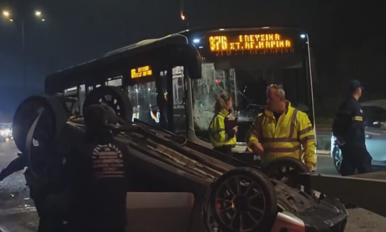 Βίντεο-από-το-τροχαίο-λεωφορείου-με-αυτοκίνητο-στον-Σκαραμαγκά-–-Ένας-σοβαρά-τραυματίας