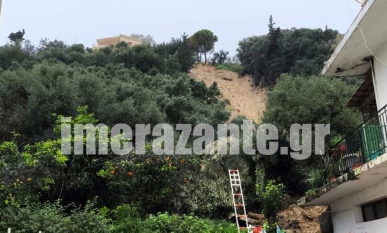 Ζάκυνθος:-Κατολισθήσεις-σε-Αγία-Τριάδα-και-Μπόχαλη-–-Χώματα-και-βράχοι-«εισέβαλαν»-σε-σπίτι