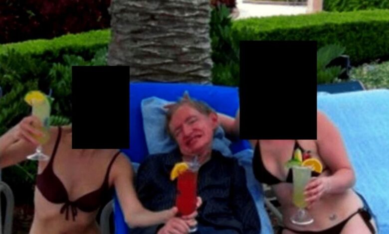 Υπόθεση-Επστάιν:-Ο-Στίβεν-Χόκινγκ-ανάμεσα-σε-δυο-κορίτσια-με-μπικίνι-σε-νησί