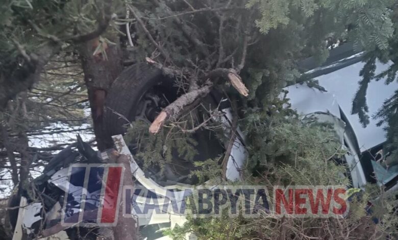 Νεαρή-οδηγός-καρφώθηκε-σε-δέντρο-στα-Καλάβρυτα:-Άμορφη-μάζα-το-αυτοκίνητο,-σώθηκε-από-θαύμα-–-Δείτε-εικόνες
