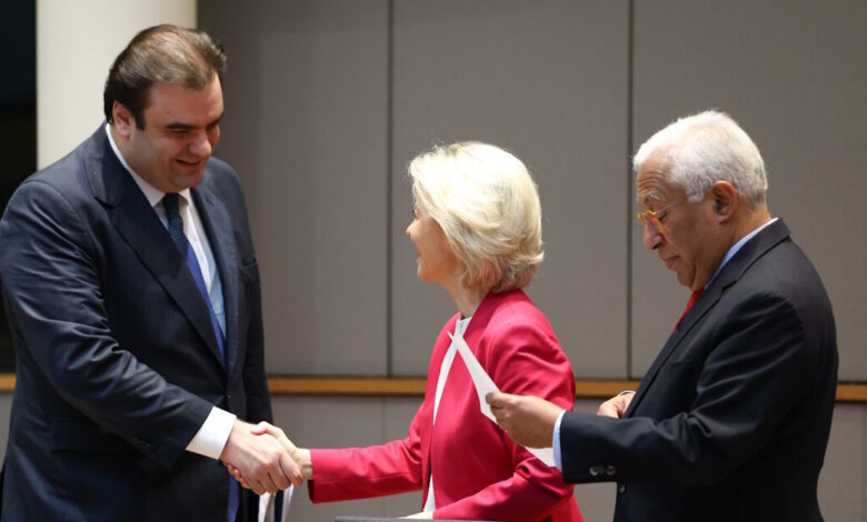 Συνάντηση-Πιερρακάκη-με-φον-ντερ-Λάιεν,-Κόστα-και-Λαγκάρντ:-Διεθνής-ρόλος-του-ευρώ-και-Ένωση-Αποταμιεύσεων-στην-ατζέντα-του-Ευρωπαϊκού-Συμβουλίου