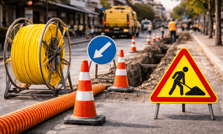 Κλείνει-η-οδός-Συγγρού-στα-Τρίκαλα-για-εργασίες-οπτικής-ίνας