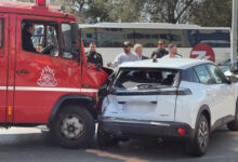 Καραμπόλα-4-αυτοκινήτων-με-πυροσβεστικό-όχημα-στην-Αθηνών-–-Ένας-τραυματίας,-δείτε-βίντεο