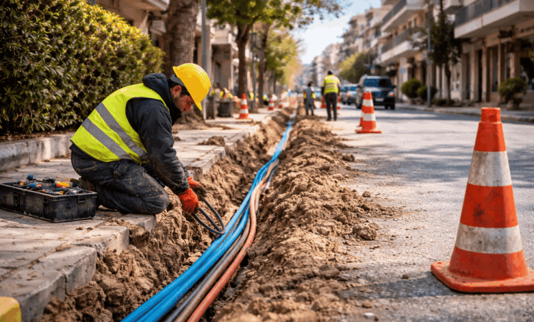 Κυκλοφοριακές-ρυθμίσεις-στα-Τρίκαλα-για-έργα-οπτικών-ινών-και-πεζοδρομίων