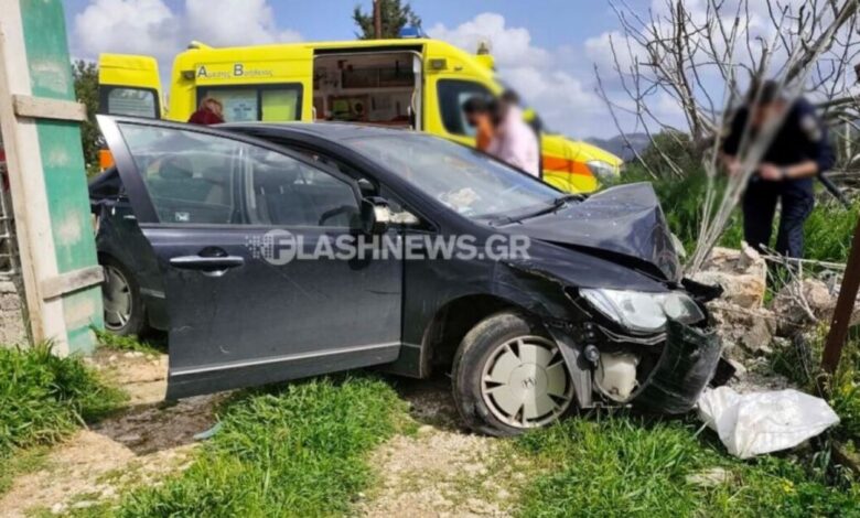 Τροχαία-στην-Κρήτη:-Αυτοκίνητο-έπεσε-σε-μαντρότοιχο-στα-Χανιά-–-Θανατηφόρο-με-τραυματίες-στο-Ρέθυμνο