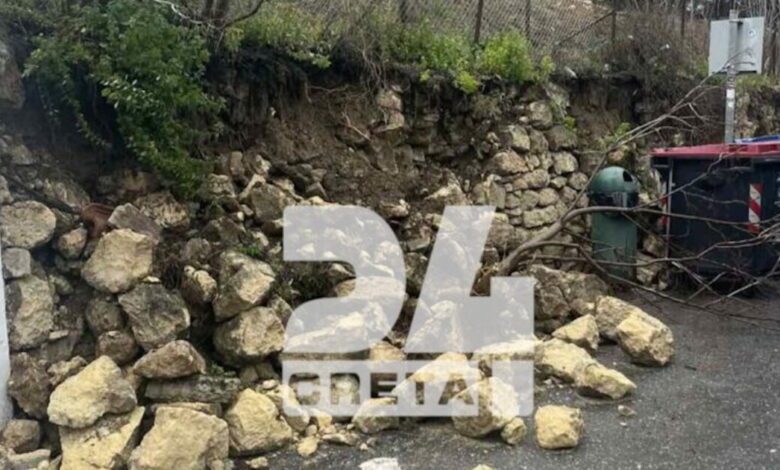 Ηράκλειο:-Κατολισθήσεις-και-κλειστοί-δρόμοι-από-τη-σφοδρή-βροχόπτωση