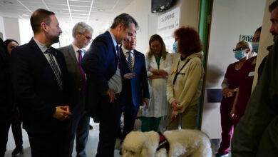 Κυριάκος-Μητσοτάκης:-Η-γνωριμία-του-πρωθυπουργού-με-σκύλο-θεραπείας-στο-νοσοκομείο-«Μεταξά»