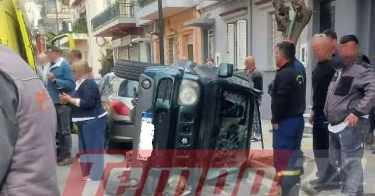 Πάτρα:-Τετραμελής-οικογένεια-εγκλωβίστηκε-σε-τζιπ-μετά-από-τροχαίο,-τους-«τίναξε»-άλλο-αυτοκίνητο-που-παραβίασε-στοπ