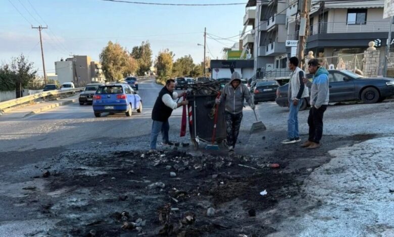 Ηράκλειο:-Εικόνες-καταστροφής-μετά-την-Ανάσταση-με-καμένα-φανάρια,-κάδους-και-ζημιές-σε-οδοστρώματα