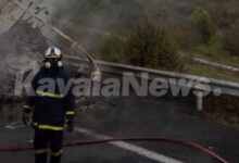 Θεσσαλονίκη:-Φωτιά-σε-φορτηγό-–-Καθυστερήσεις-στην-Εγνατία-Οδό