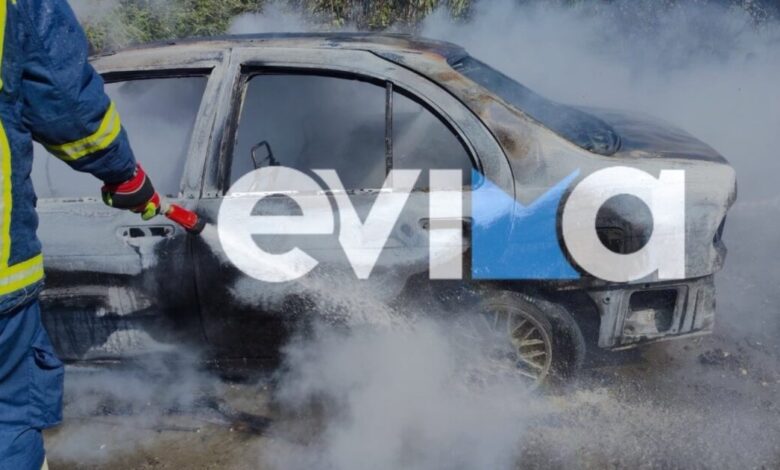 Εύβοια:-Αυτοκίνητο-κάηκε-ολοσχερώς,-άρπαξε-φωτιά-ενώ-ήταν-σε-κίνηση