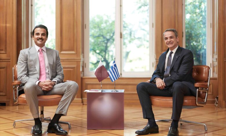 Τη-στήριξη-της-«φιλικής-στις-επενδύσεις»-Ελλάδας-απέναντι-στις-«απρόκλητες-επιθέσεις-του-Ιράν»-τόνισε-ο-Μητσοτάκης-στον-Εμίρη-του-Κατάρ