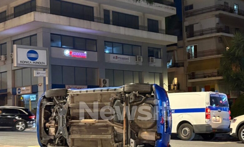 Κάτω-Πατήσια:-Αυτοκίνητο-τούμπαρε-στη-μέση-του-δρόμου-–-Δείτε-εικόνες