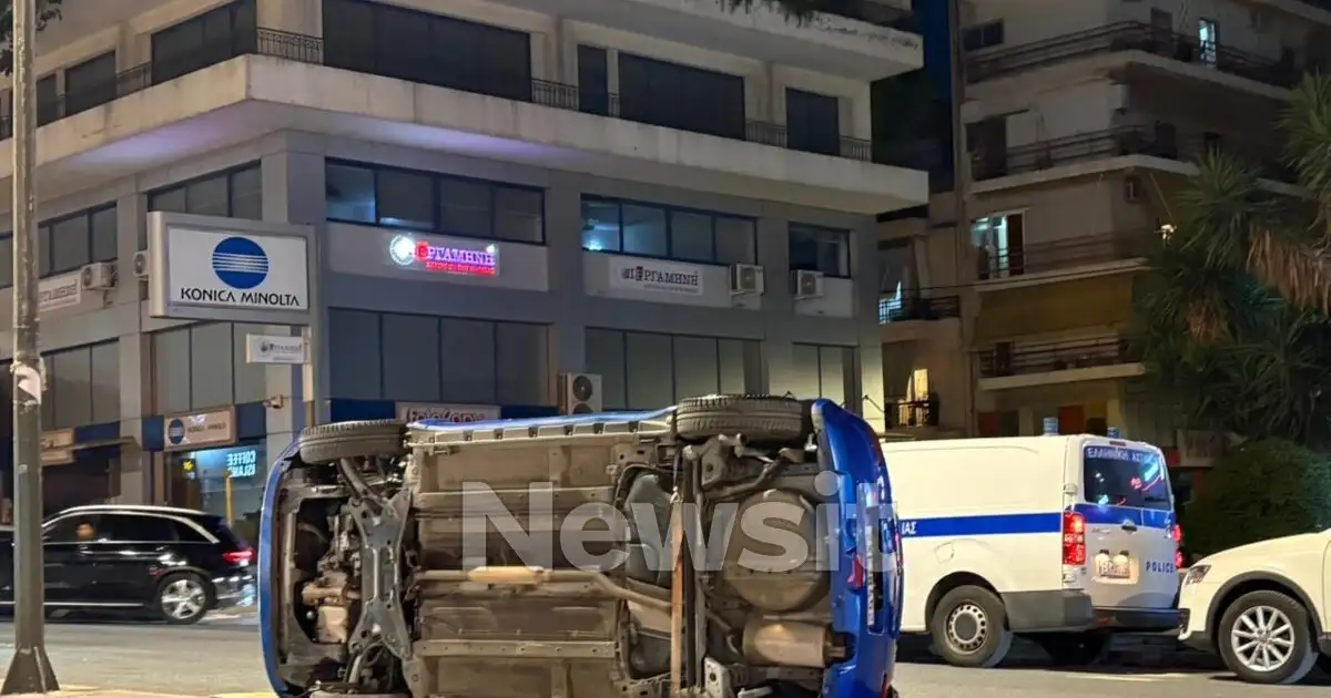 Κάτω-Πατήσια:-Αυτοκίνητο-τούμπαρε-στη-μέση-του-δρόμου-–-Δείτε-εικόνες