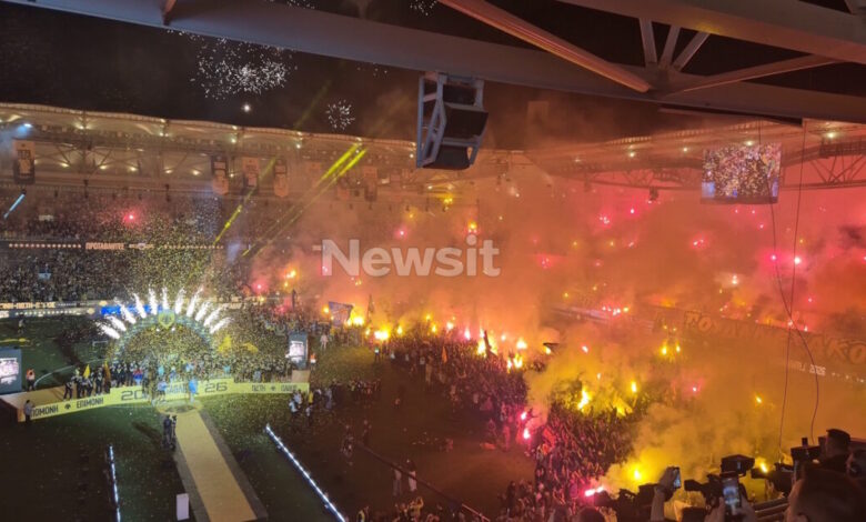 Η-ΑΕΚ-σήκωσε-το-πρωτάθλημα-στη-Νέα-Φιλαδέλφεια:-Με-«mission-impossible»-και-το-αγωνιστικό-αυτοκίνητο-του-Ηλιόπουλου-το-τρόπαιο-στην-allwyn-arena
