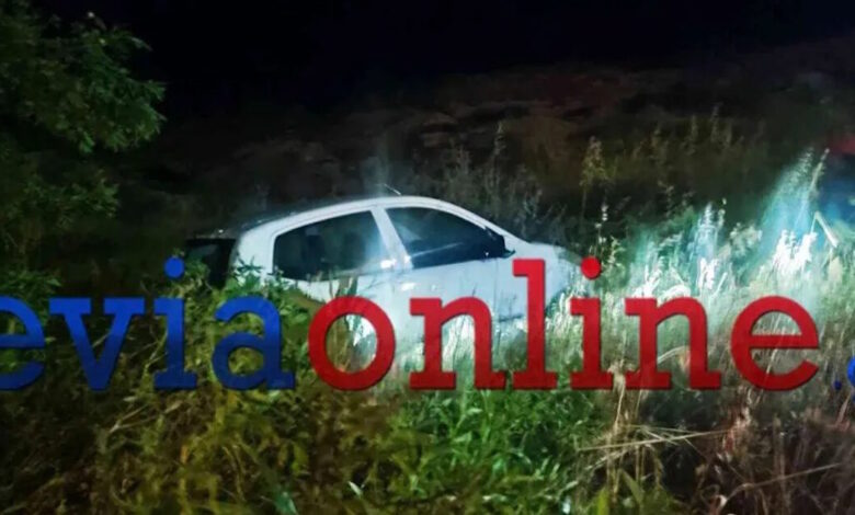 Τροχαίο-στη-Χαλκίδα:-Αυτοκίνητο-έπεσε-σε-γκρεμό-και-σταμάτησε-λίγο-πριν-τη-θάλασσα