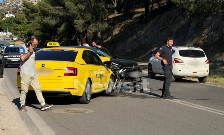Τροχαίο-στην-Πεντέλη:-Οδηγός-ταξί-έχασε-τον-έλεγχο-και-χτύπησε-σε-2-αυτοκίνητα