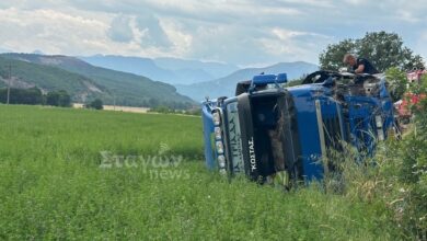 Μύκανη-Καλαμπάκας:-Σοβαρό-τροχαίο-με-φορτηγό