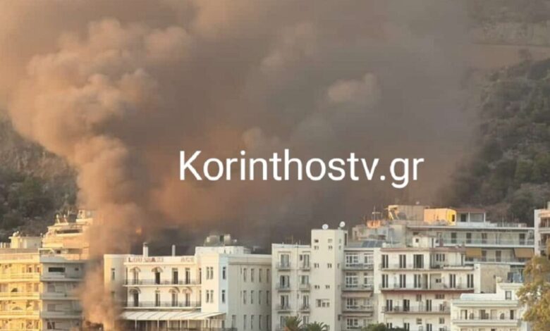 Λουτράκι:-Φωτιά-σε-ξενοδοχείο,-δίπλα-σε-σπίτια