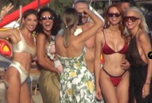 Χριστίνα-Κοντοβά-και-Ευγενία-Σαμαρά-σε-beach-bar-της-Πάρου-με-την-Αθηνά-Οικονομάκου-και-φίλες-τους