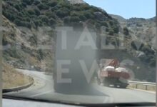Ηράκλειο:-Νταλίκα-κάνει-παράνομη-προσπέραση-πάνω-σε-στροφή-–-Δείτε-βίντεο
