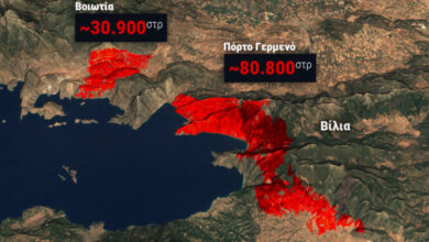 Φωτιές-σε-Αττική-και-Βοιωτία:-Πάνω-από-111.000-στρέμματα-έγιναν-στάχτη-–-Αποκαλυπτική-δορυφορική-εικόνα