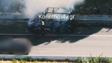 Κιάτο:-Φορτηγάκι-τυλίχθηκε-στις-φλόγες-εν-κινήσει-στην-Κορίνθου-–-Πατρών,-ο-οδηγός-πρόλαβε-να-βγει