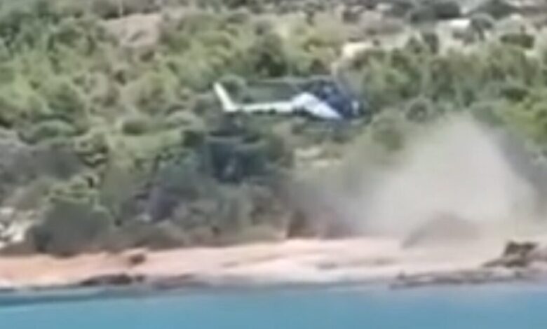 Σπέτσες:-Ελικόπτερο-προσγειώθηκε-σε-παραλία-μπροστά-στους-λουόμενους-–-Παρέμβαση-εισαγγελέα