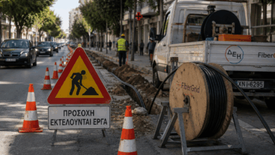Τρίκαλα:-Στένωση-της-Ασκληπιού-για-έργα-οπτικών-ινών