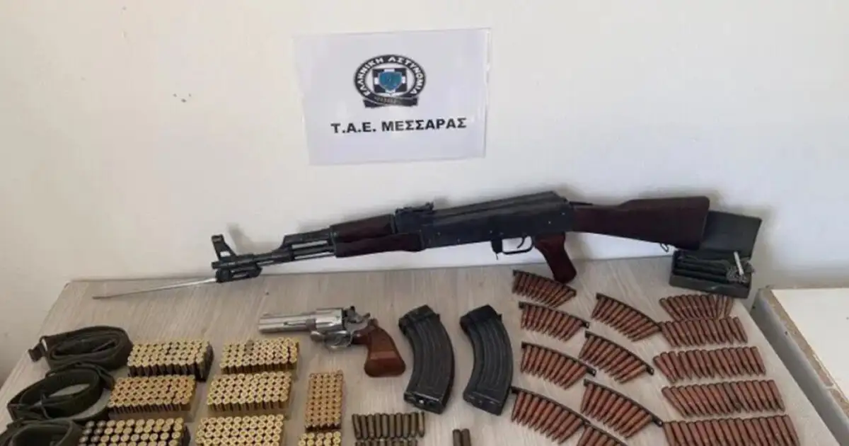 Ηράκλειο:-60χρονος-είχε-οπλοστάσιο-στα-Βορίζια-–-Κατασχέθηκαν-καλάσνικοφ,-περίστροφο-και-869-φυσίγγια