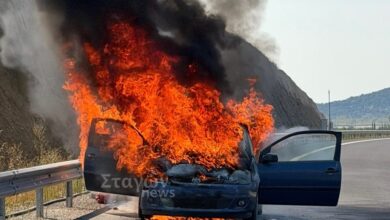 aυτοκίνητο-κάηκε-ολοσχερώς-στην-είσοδο-του-Ε65-στην-Καλαμπάκα