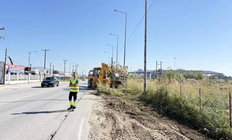 Τρίκαλα:-Καθαρισμός-πρανών-στην-περιφερειακή-οδό