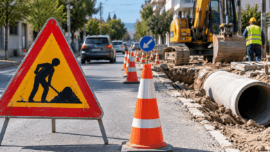 Τρίκαλα:-Στένωση-της-οδού-Ζηλευτής-για-έργα-ομβρίων